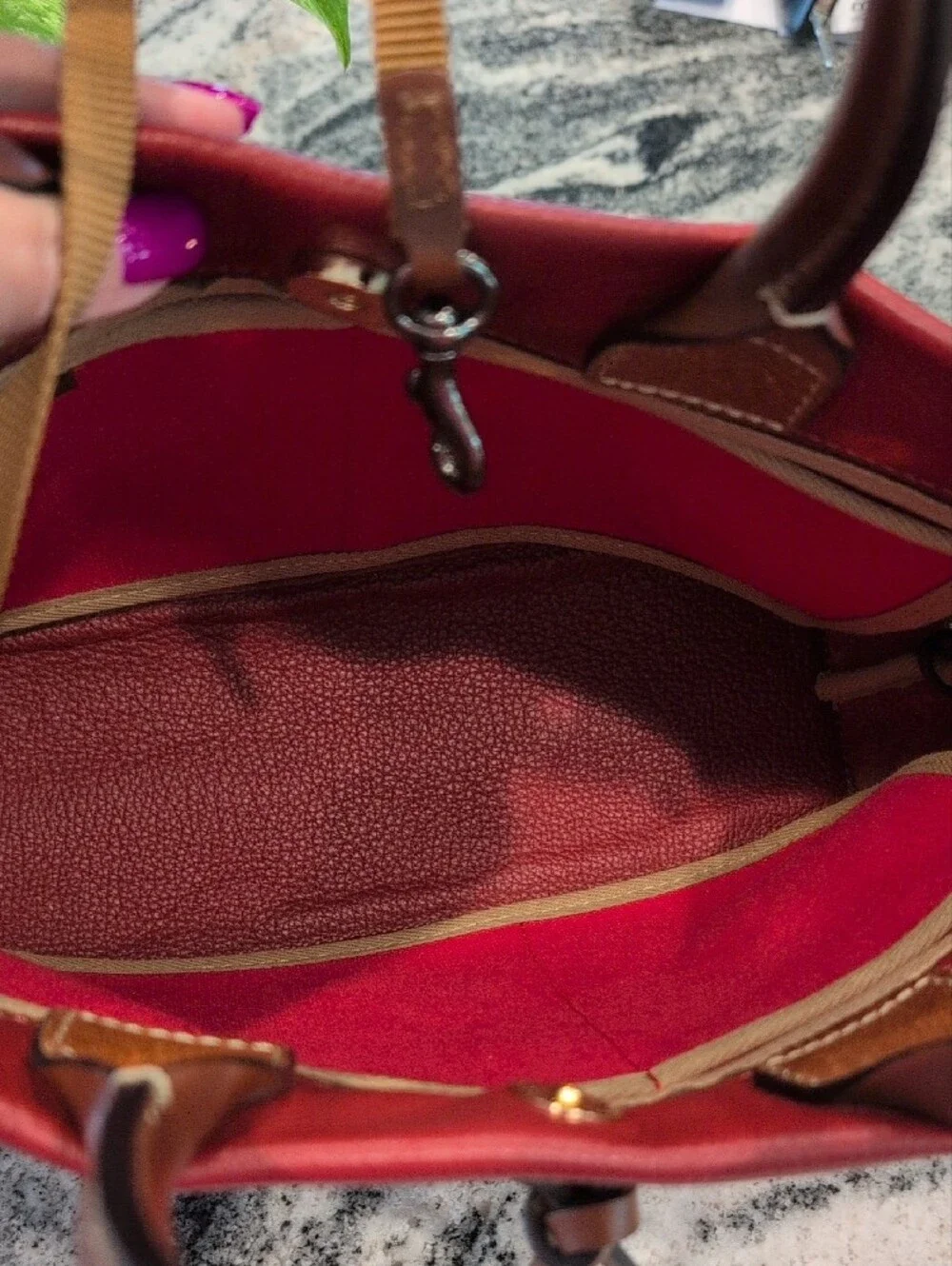 Dooney & Bourke Tassel Drawstring Pebbled Leather Satchel Bag
